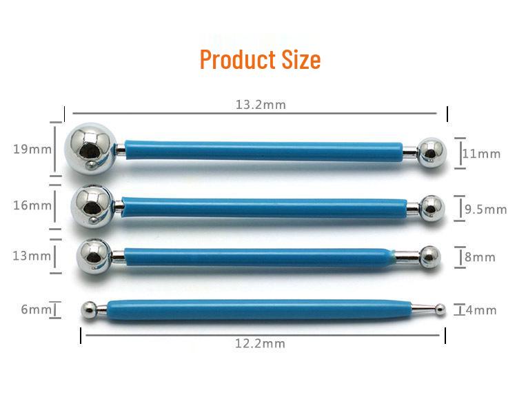 4-Piece Stainless Steel Maru Stick Set for Cake Decorating & Clay Carving