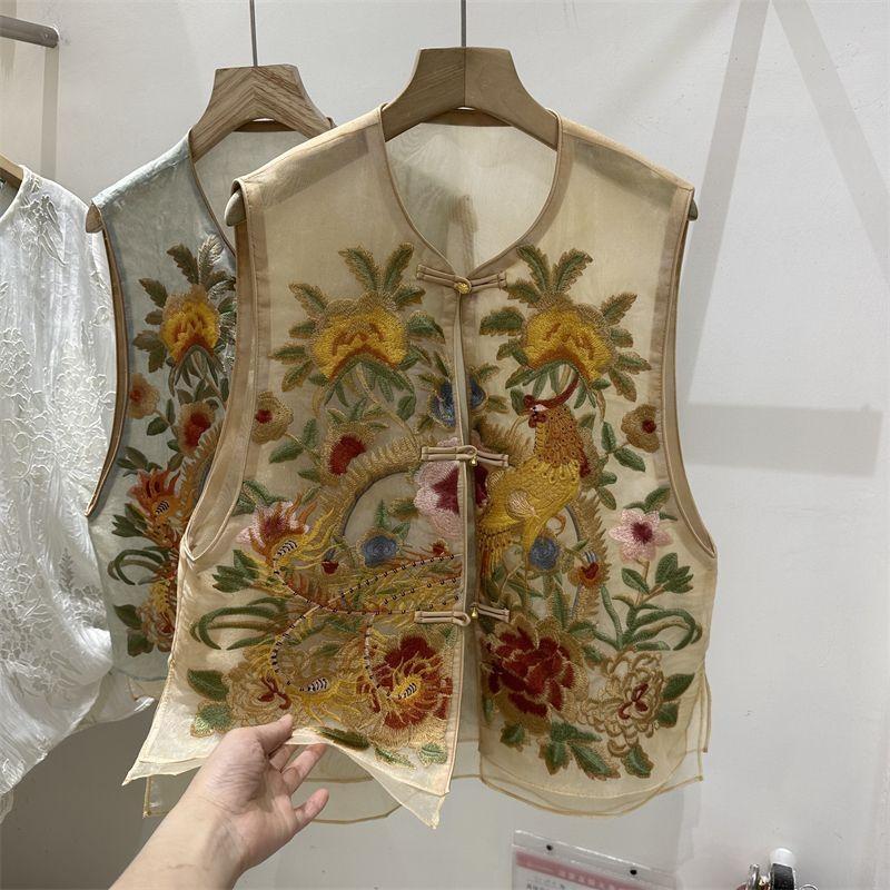 Summer 2025 Embroidered Vest Women's Sleeveless Embroidered Vest Jacket Vest