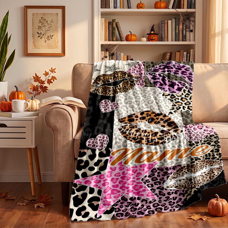 Trendy Leopard Print Custom Flannel Blankets Soft Warm Cozy Throws for Home Decor Holiday Gifts