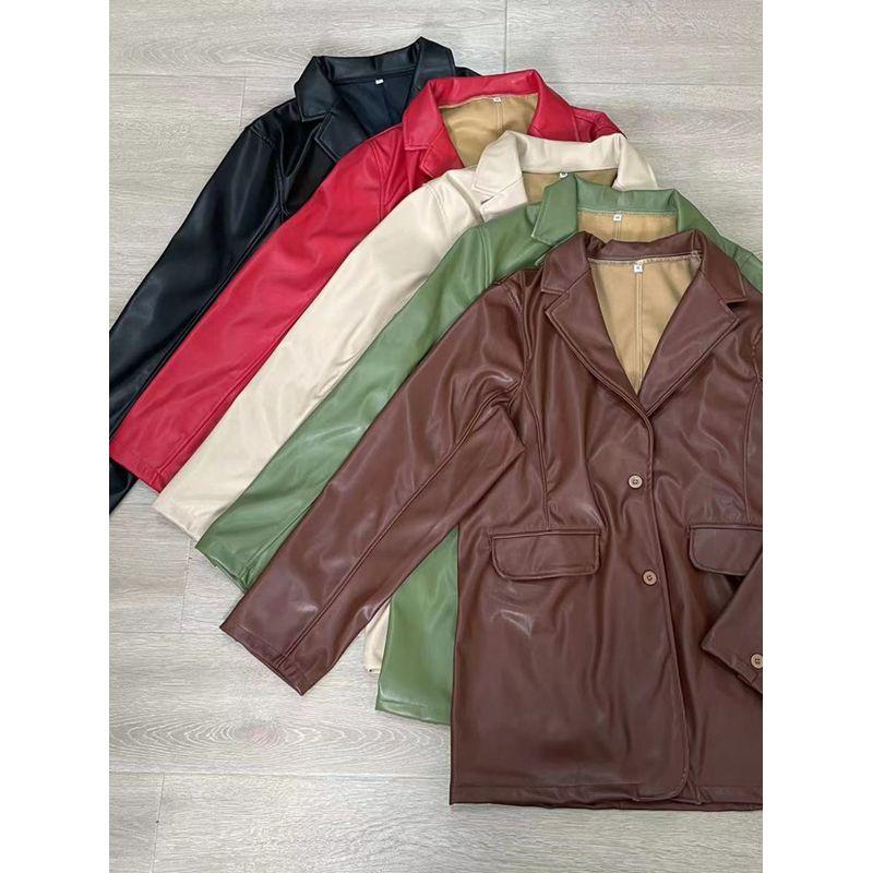 Women's Leather Coat Fall and Winter New Arrival Fashion PU Leather Outwear Leisure Warm Suit Jacket PU Leather Suit