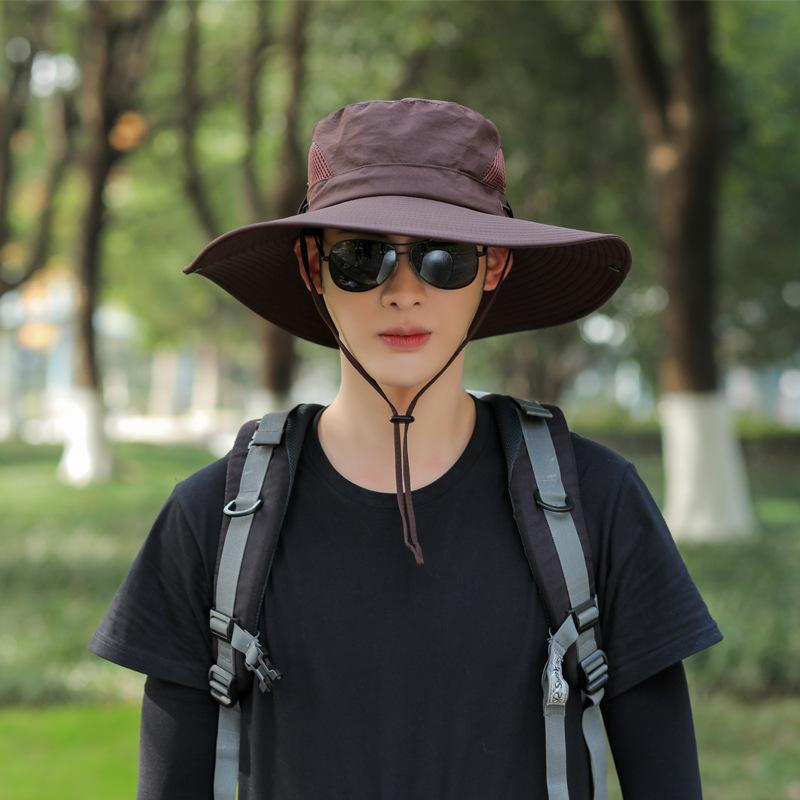 Outdoor leisure bucket hat women sunscreen men fishing mountaineering summer eaves cover face travel foldable sun hat