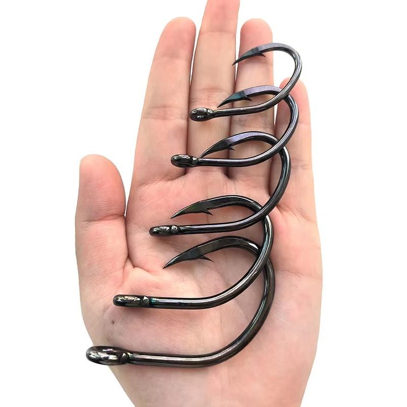 Factory Direct Extra Large Offset Barbed High Carbon Hooks Deep Sea Big Fish Hooks for Grouper Giant Bass Shore Ocean Fishing