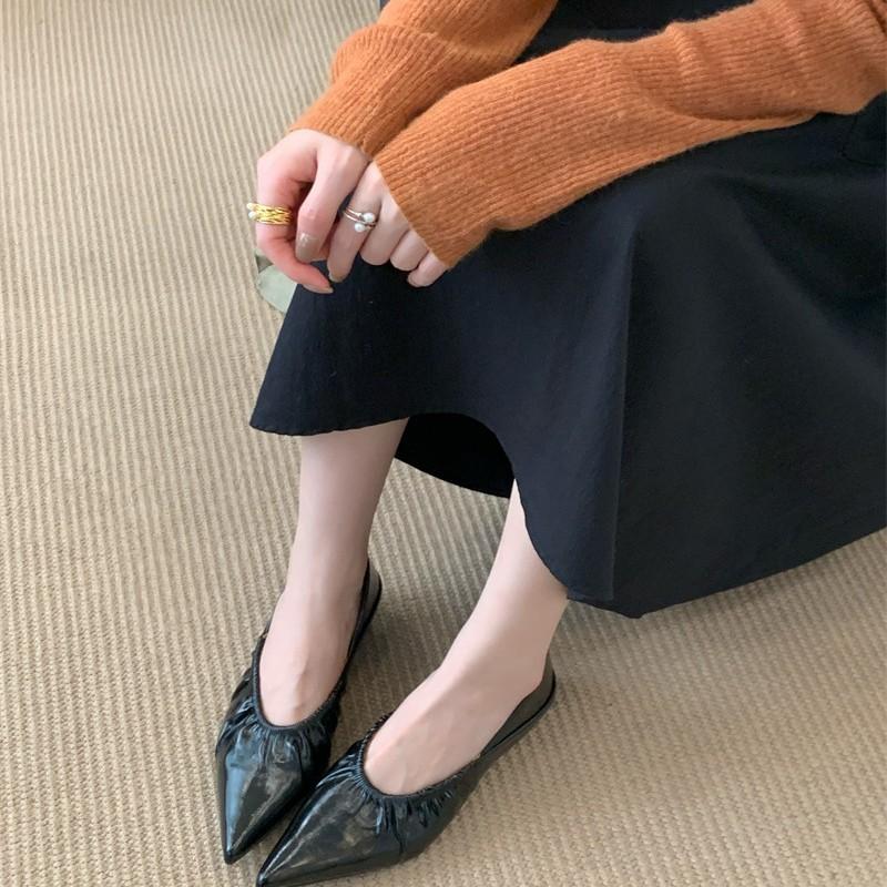 2025 New Light Luxury High-end Women's Shoes New Lazy Wind Super Soft Grandma Shoes Four Seasons Flat Bottom Casual Cowhide Tip
