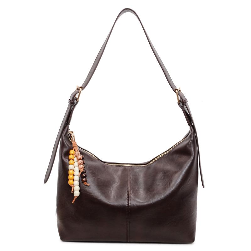 

Большая вместительная сумка через плечо для женщин кофейный