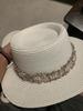 202503-shi  chique ins zomer zoete parel lint ketting papier  gras Groot-Brittannië elegantie dame fedora hoed  dames vrije tijd panama hoed