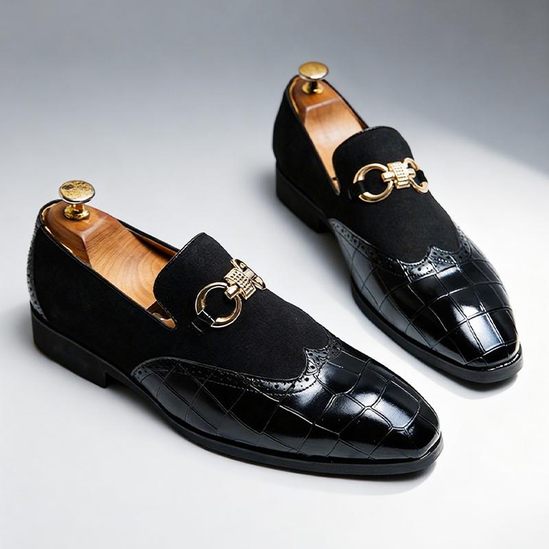 Men's Formal Leather Shoes British Style Slip On Loafers Pointed Toe Breathable Non-Slip Business Elegant Dress Wedding Office