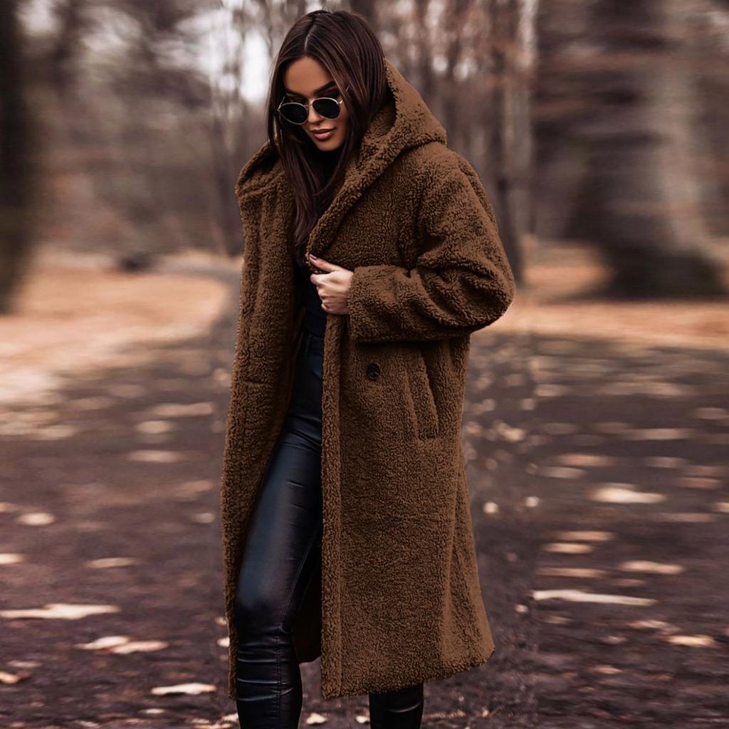 Veste D'automne Pour Femme - Long Cardigan à Manches Longues Avec Boutons Et Fermeture éclair - Grande Taille - Couleur Bronze