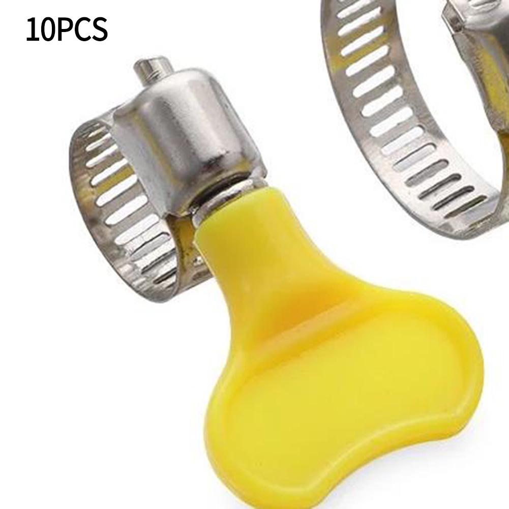 Stainless Steel Hose Clips with Plastic Handle Set of 10 Adjustable Worm Drive