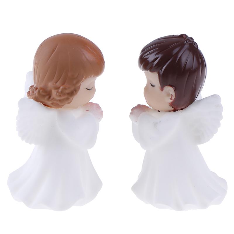 2Pcs Angels Figurines Miniature Well Sculpture Ornament Decoration For Cake