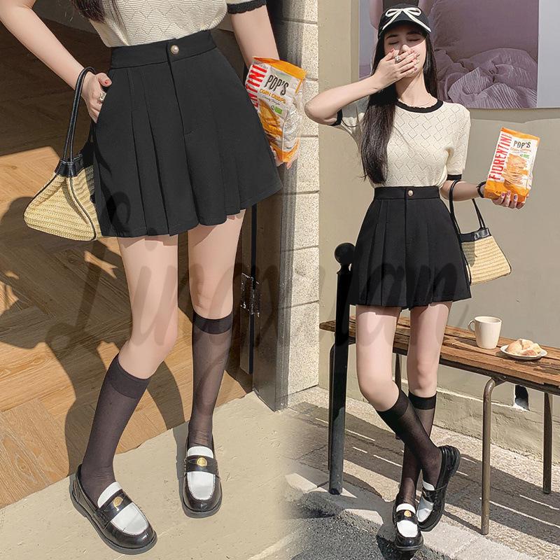 

High-Waisted Pleated A-Line Irregular Skirt Pants for Women - Spring/Summer 2026 Collection Medium чорний