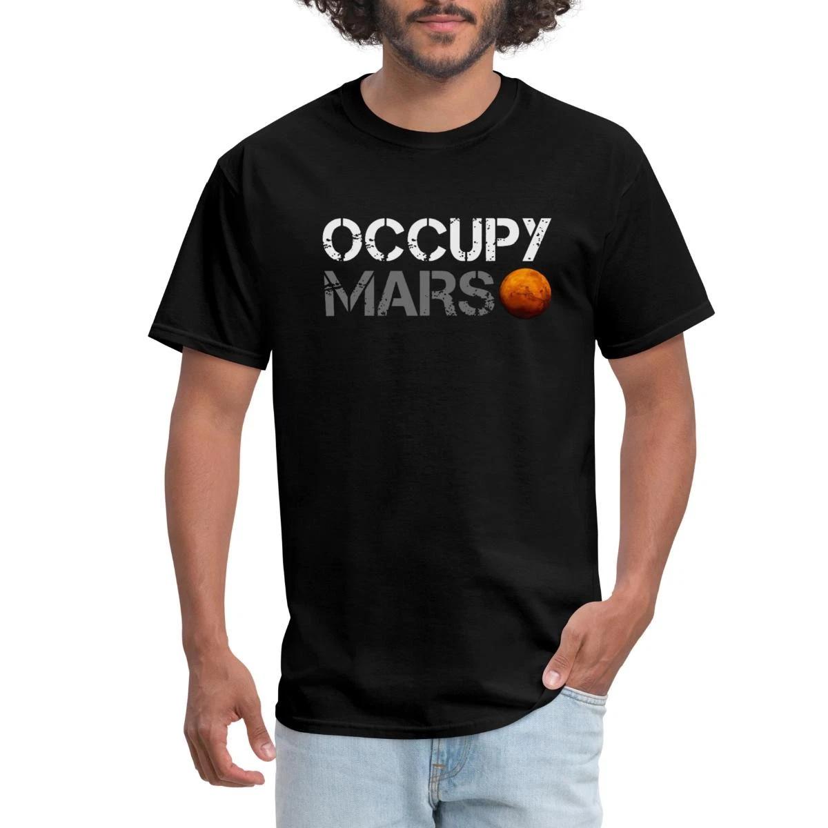 Occupy Mars Space Planet Nerdy Men s T-Shirt S
