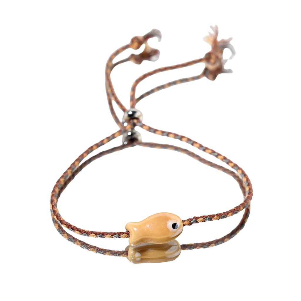 Stylish Bohemian Multicolor Ceramic Fish Bracelet Handmade Jewelry for Women Adjustable Wrist Anklet Accessory
