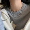 Fritillary Button Double Pearl Necklace Light Luxury Retro Elegant Retro Versatile Neck Chain Sweater Chain