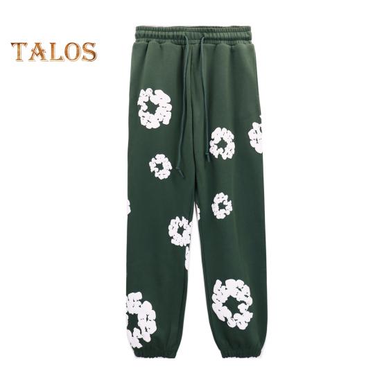

Женские спортивные штаны с эластичной талией, регулируемые на шнурке, женские спортивные брюки с цветочным принтом, спортивные повседневные брюки L темно-зеленого