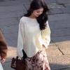 2026 Loose Knit Hollow Out See Through Blouse Summer Women Solid Color Crochet Openwork Top Long Sleeve O Neck Knitted T-shirt Vacation Style Tee