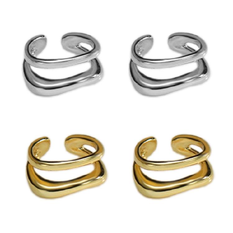 Elegant Irregular Double-Layer Line Ear Clip Comfortable Ear Bone Cuff Unisex Earrings Adornment Unique Christmas Gift