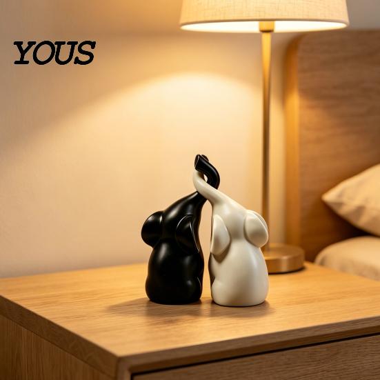 Elegant Animal Figurine Elephant Figurines Loving Gifts for Couples, Wedding Anniversary Modern Sculpture Ornament Nestling Elephants Statue