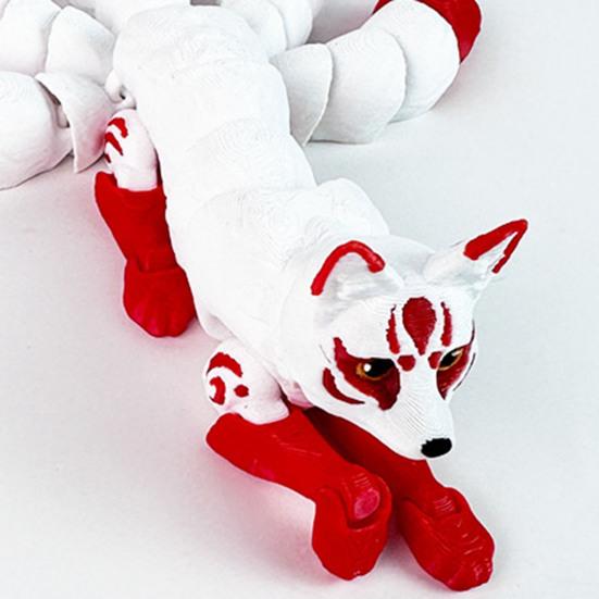 3D Printed Fox Ornament Articulated 5-Tailed Fox with Movable Joints