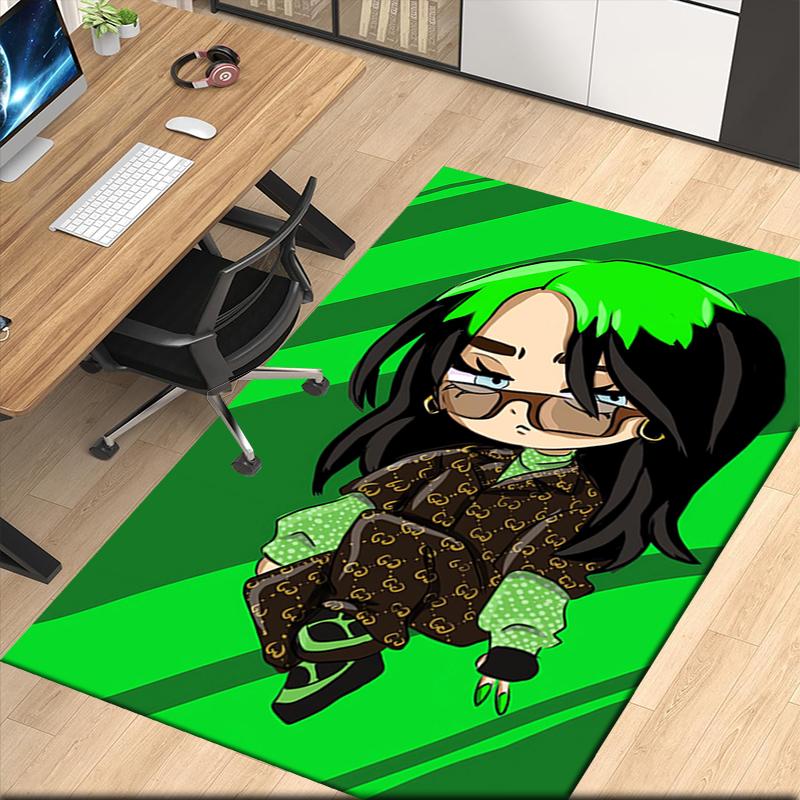 Billie Eilish Teppich mit Aufdruck, für Bürostuhl Wohnzimmer Schlafzimmer Küche Raumdekoration Geschenke.