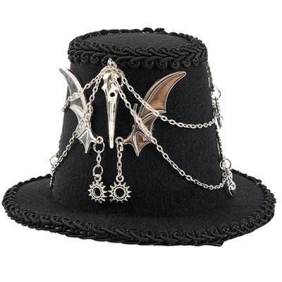 Retro Mechanischer Stil Totenkopfmütze Mit Mechanischen Zahnrädern Und Skelettflügel für Lässige Anlässe