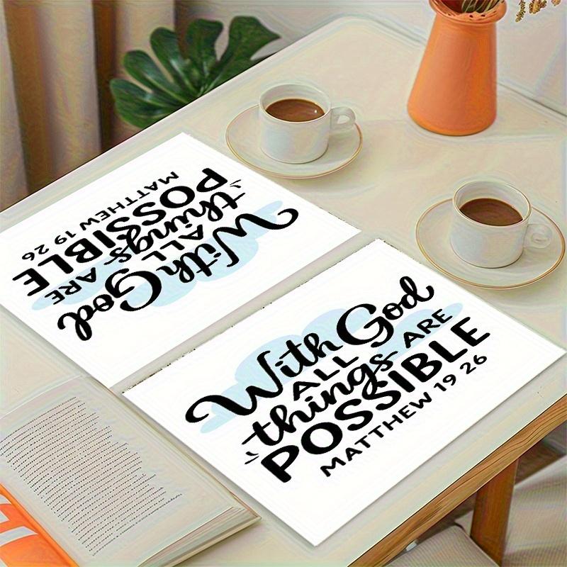 2pcs/4pcs/6pcs Religious belief Place mats (2D print)The combination of words and clouds. 11.8X17.7in-Soft Table Coaster Pad for Home Decor, Formal