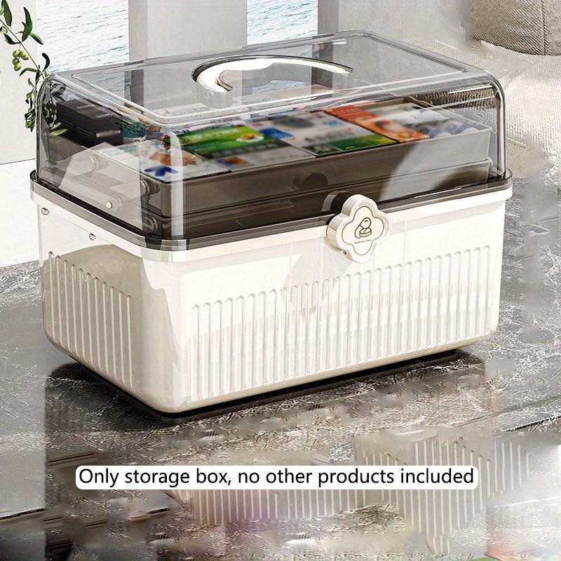 

1 шт., 3-слойная складная влагонепроницаемая коробка для сортировки лекарств с регулируемым кронштейном, бытовой ящик для хранения игл и ниток большой вместимости с ручкой. белый