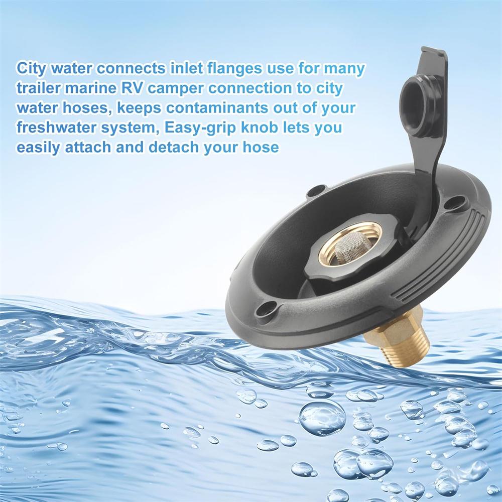 New Water Fill Inlet with Check Valve For Camper RV Trailer Motorhome Trailer