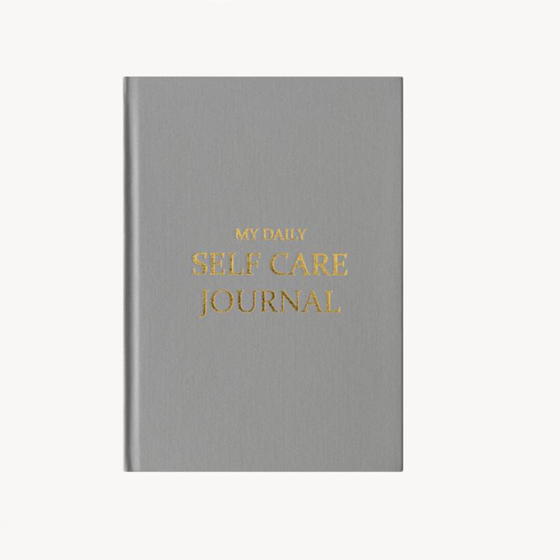 Customizable Gold Edge Cream Linen Fabric Gratitude Journal Happiness Eco Notebook A5 Self Care Journal English Version Diary