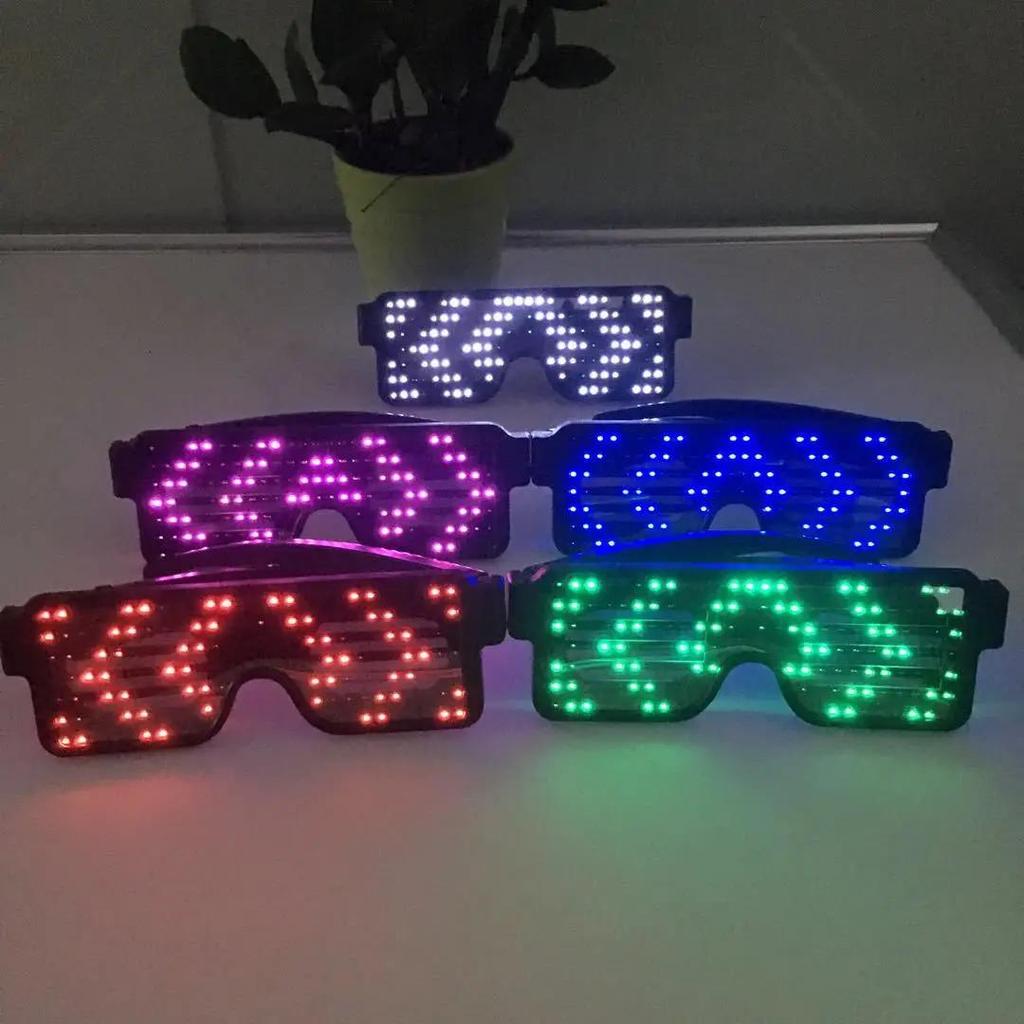 LED Glowing Glasses Love Birthday Party Sunglasses Bungee Flashing Cheer Glasses Concentrating Props
