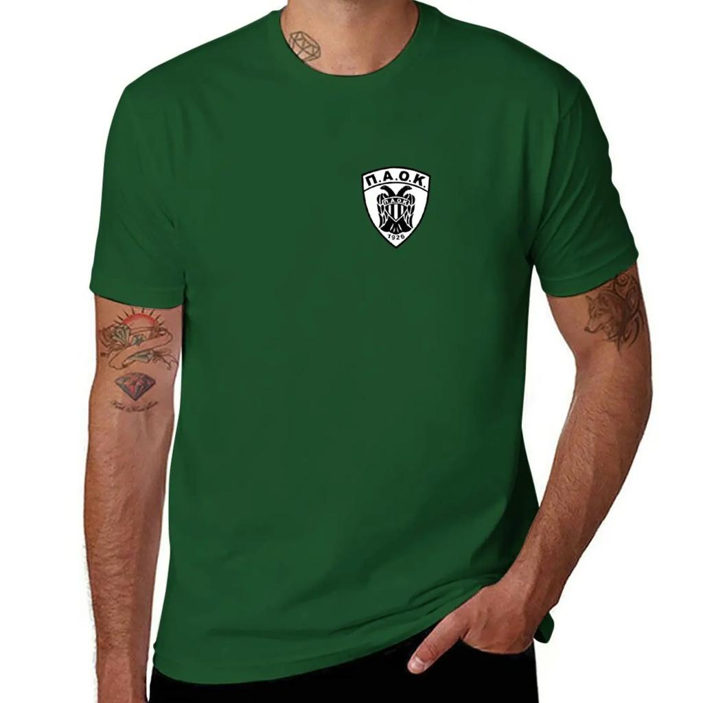 PAOK basket T-shirt Estetiska kläder sportfans enfärgade herrkläder