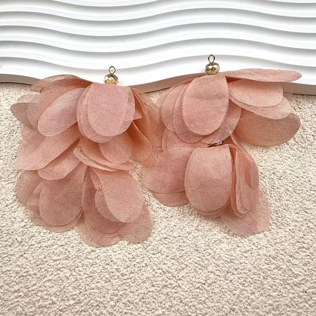 Korejské Všestranné Střapcové Látkové Síťované Květinové Sponky do Vlasů a Korálkové Náušnice DIY Materiály