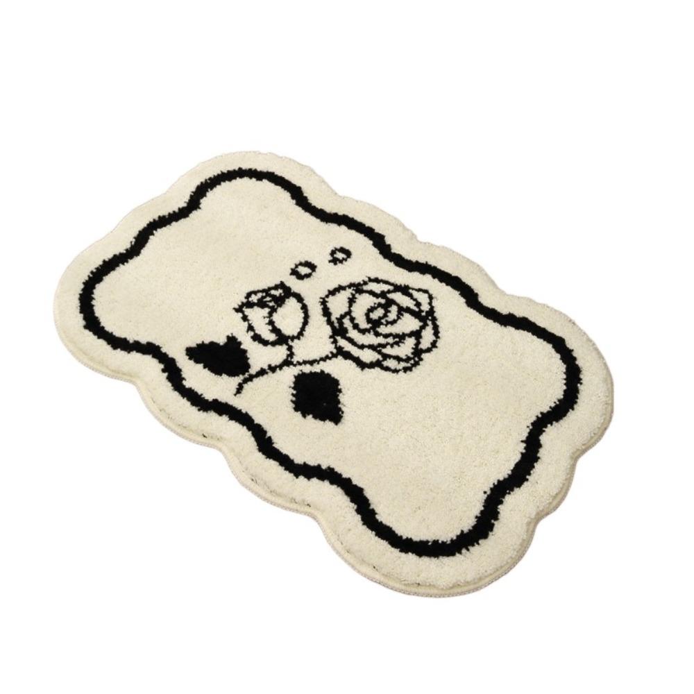 

Non Slip Carpet 15.7X23.6in Floor Mat Soft Small Area Throw Rugs for Bedroom White-Flower