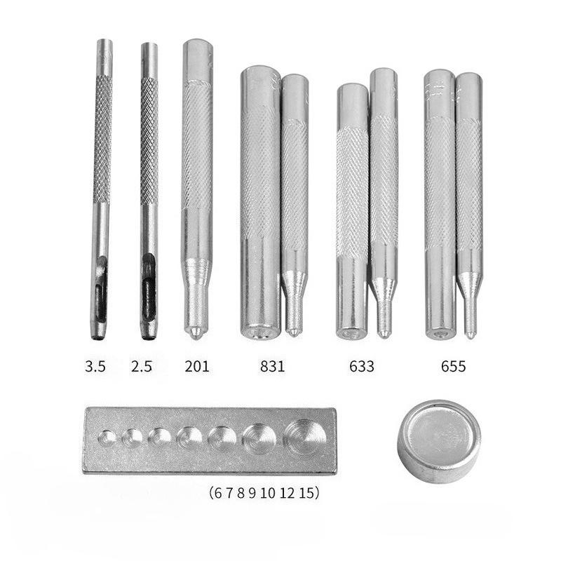 11-teiliges Vierfach-Knopfwerkzeugset zum Lochen und Stanzen der Nietenbasis Vierfach-Knopfbasis