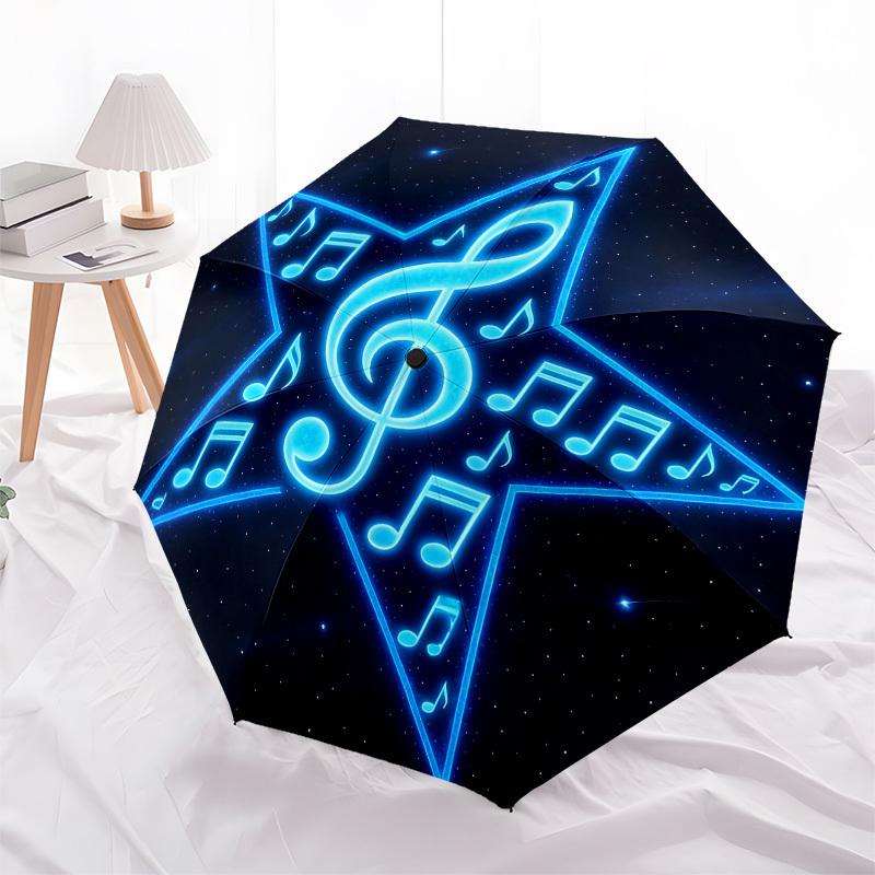 1pc Music Star Automatic Folding Umbrella, Heavy Duty 8 Rib Iron Frame,  Suitable for Travel, Daily Use, Birthday, Decor Gift  79
