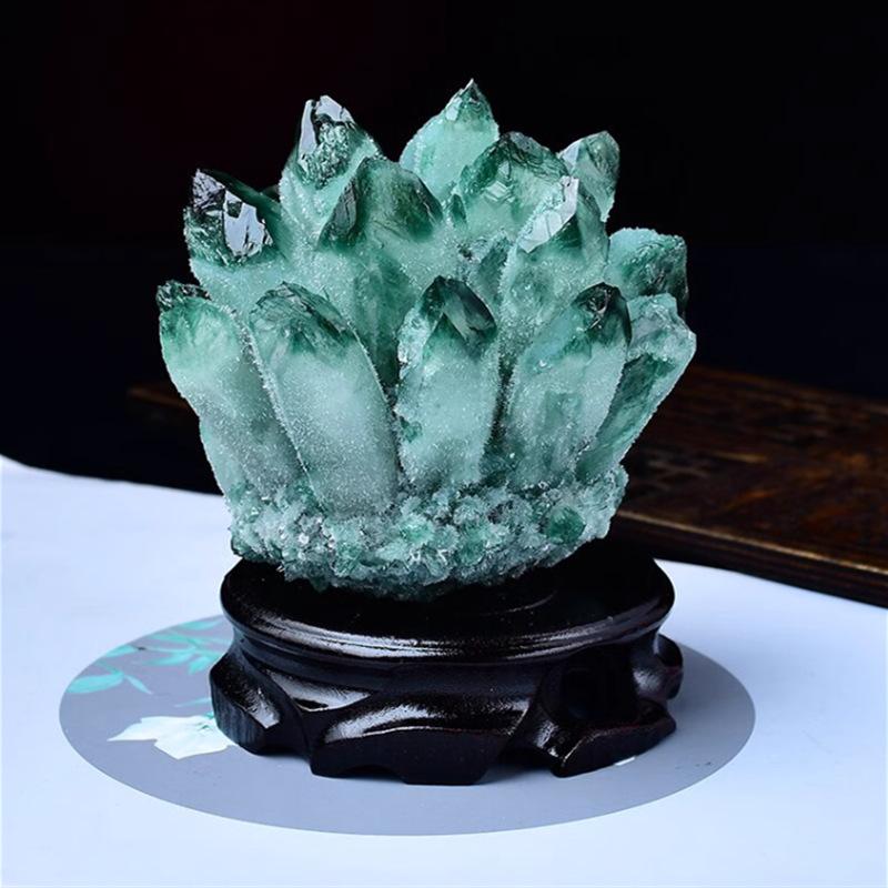 Green & White Crystal Cluster: Raw Stone Ornament for Purification, Home Decor & Jewelry Gift