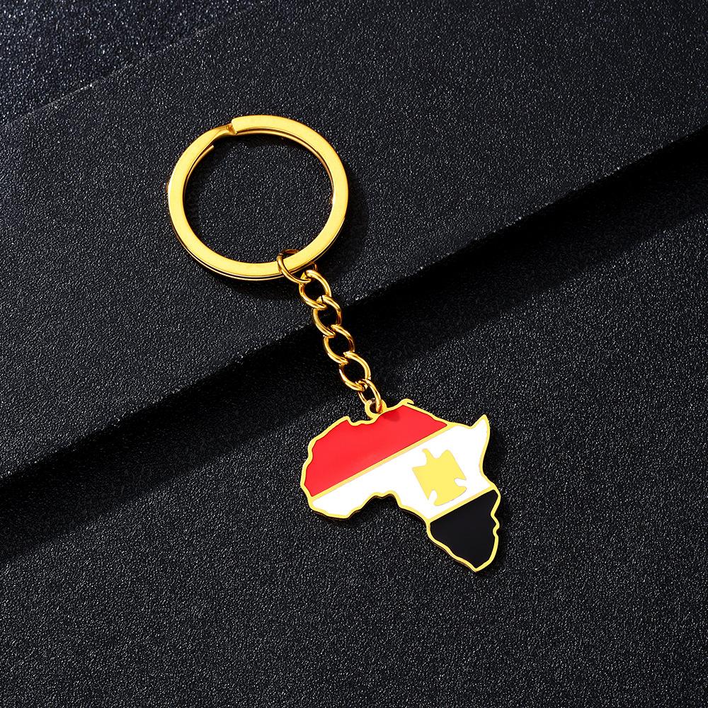 Portachiavi Premium in Acciaio Inossidabile con Ciondolo Mappa Bandiera Africa Ghana Nigeria Capo Verde Congo Uganda Regalo per Appassionati di Viaggi