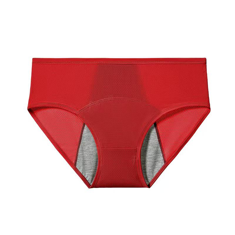 Plus Size Leak-Proof Menstrual Panties with Breathable Mesh, Mid-High Waist for Women