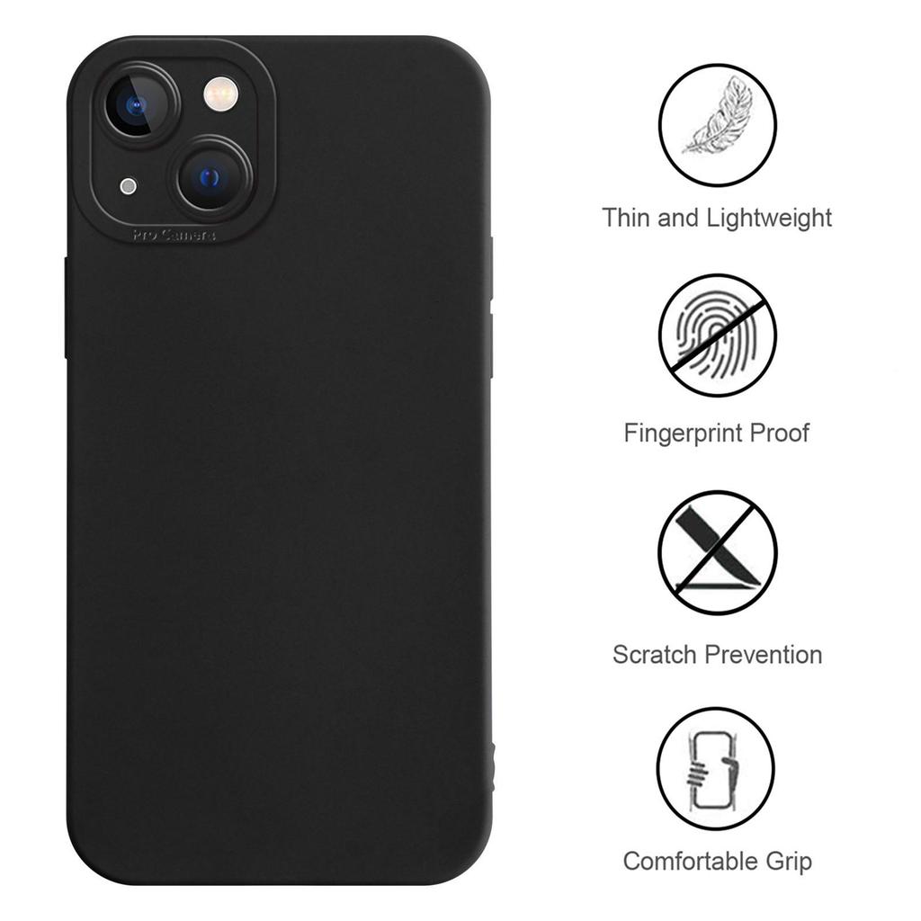 Luxury for iPhone 16 15 14 Pro Max Plus 13 12 11 7 Black Phone Case,Soft TPU Silicone Shell Shock-Absorbing Camera Protection Cover