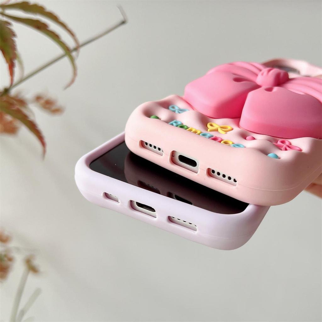 3D Large Bow Pink/Purple Case for iPhone 13-15, 17 Pro