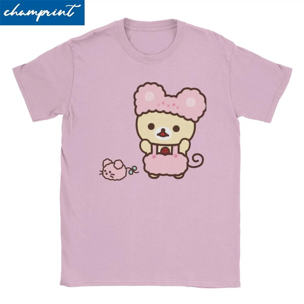 Novelty Rilakkuma Korilakkuma T-Shirts Unisex Wo Unisex Crewneck 100% Cotton T Shirt Short Sleeve Tee Shirt Plus Size Clothing