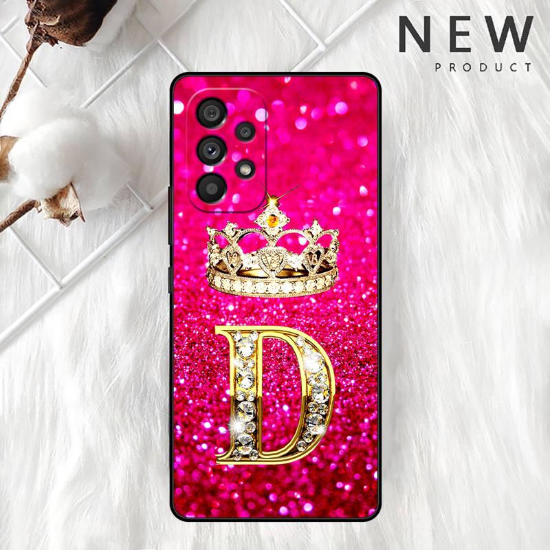 Pink Diamonds Letter Case For Samsung Galaxy A54 A52 A14 5G A53 A12 A13 A71 A23 A34 A33 A21s Phone Cover