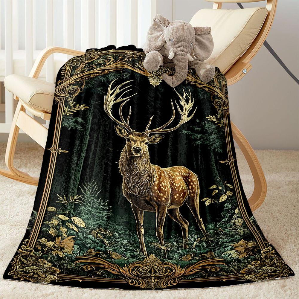 Deer Blanket Durable Comfort Great for Bedding Office Chair Bed for All Seasons Playful Design Suitable for Gifting Relatives and Friends