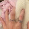 2Pcs Women Open Rings Set Vintage Bowknot Rings Stackable Thumb Knuckle Rings Adjustable Open Rings Set