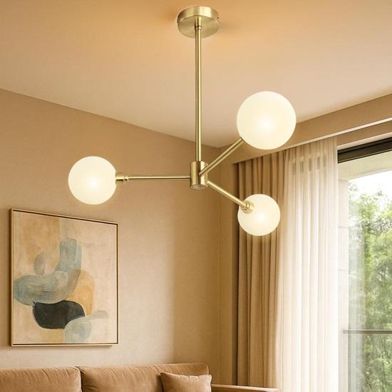 Modern Brass Sputnik Chandelier Mid Century Globe Ceiling Light