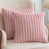 1pc Faux Fur Plush Decorative Throw Pillow Covers Fuzzy Striped Soft Pillowcase Cushion Covers for Sofa Couch Bedroom 18x18 Inch