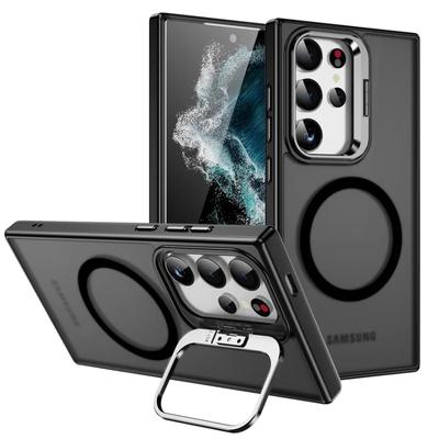 Magnetische Kamera-Schutzhalterung, Telefonhülle für Samsung Galaxy S24 Plus, S24 Ultra, S24Ultra, Klappständer, transparente, stoßfeste Rückseite