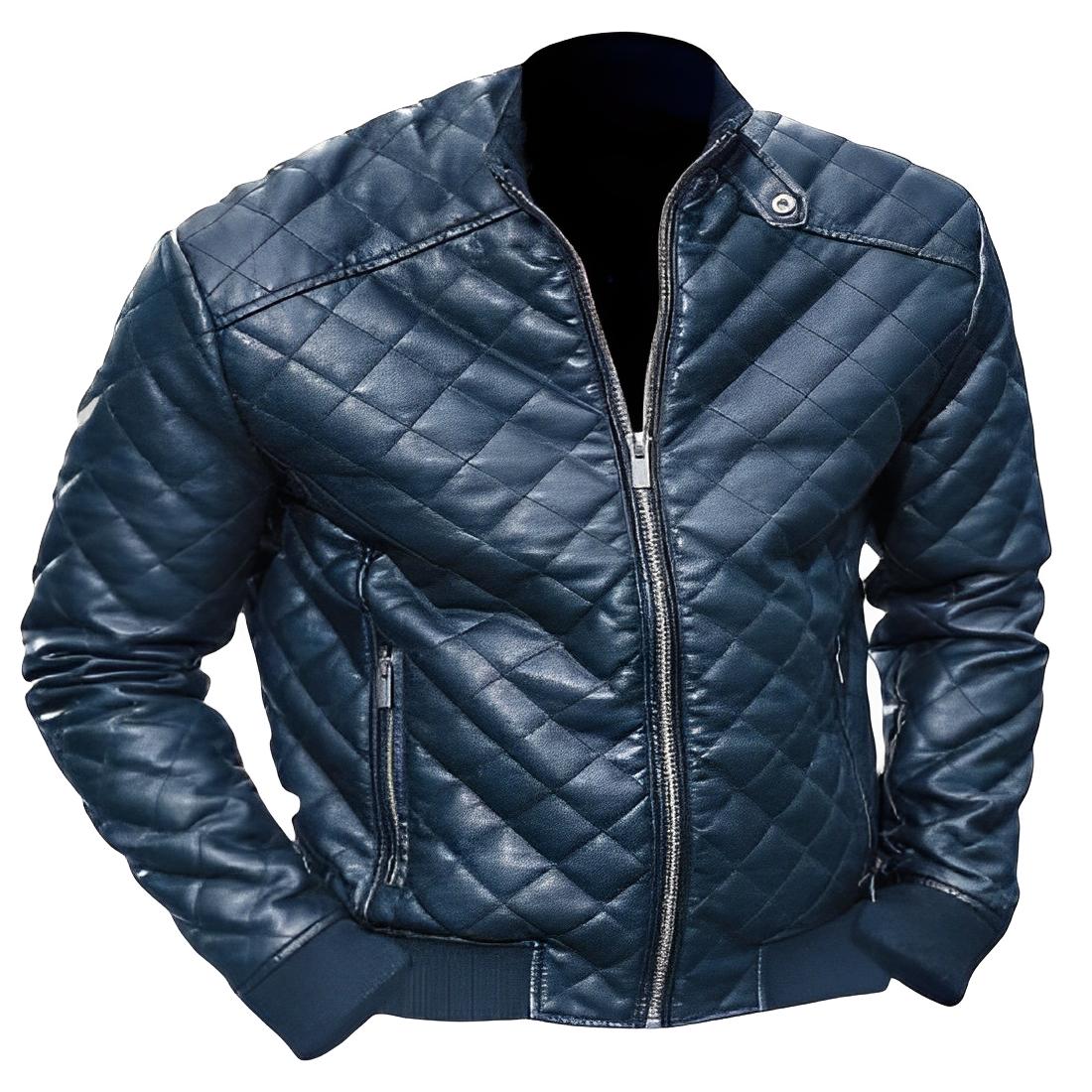 NOORA Men`s Real Lambskin Blue Leather