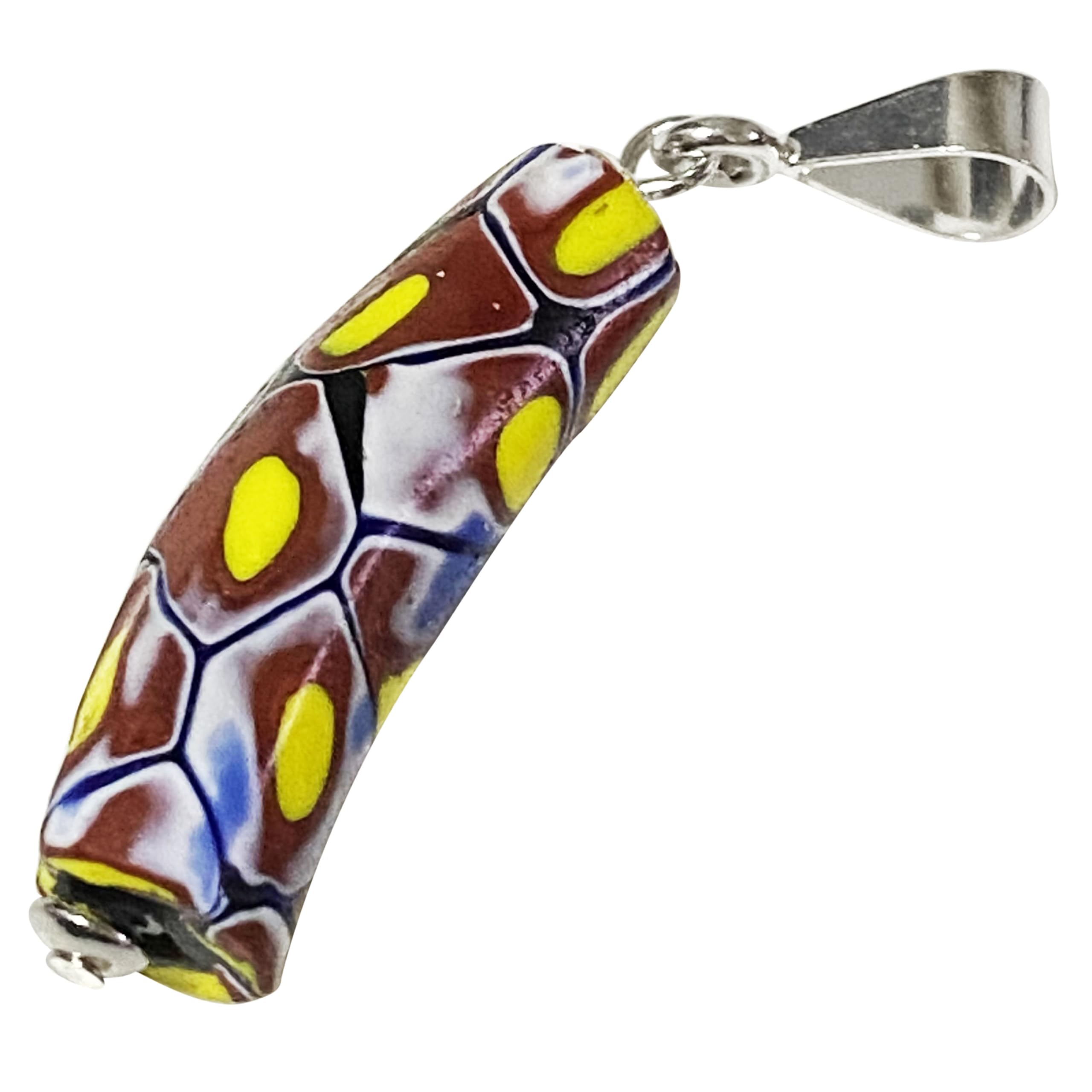 

Venetian glass beads, elbow beads, millefiori, antique beads, SILVER925 pendant top, Venetian trade beads, old beads, antique beads, handmade beads,