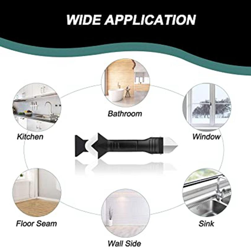 3 in 1 Sealant Angle Scraper Spatula Silicone Grout Caulk Floor Seam Glass Glue Remover Home Removal Tool Kit