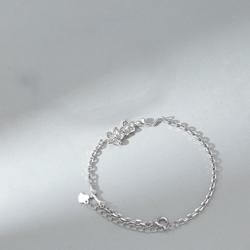 Classic Adjustable Lovers Bracelet Valentine's Day Hand Jewelry Simple Thin Bracelet Flower Charm Couple Bangle Girls